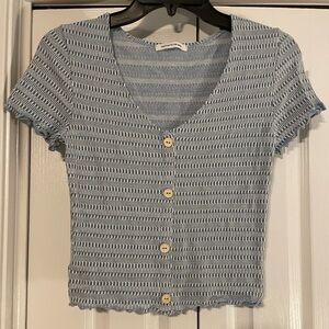 Cute Blue and White Caution to the Wind Top